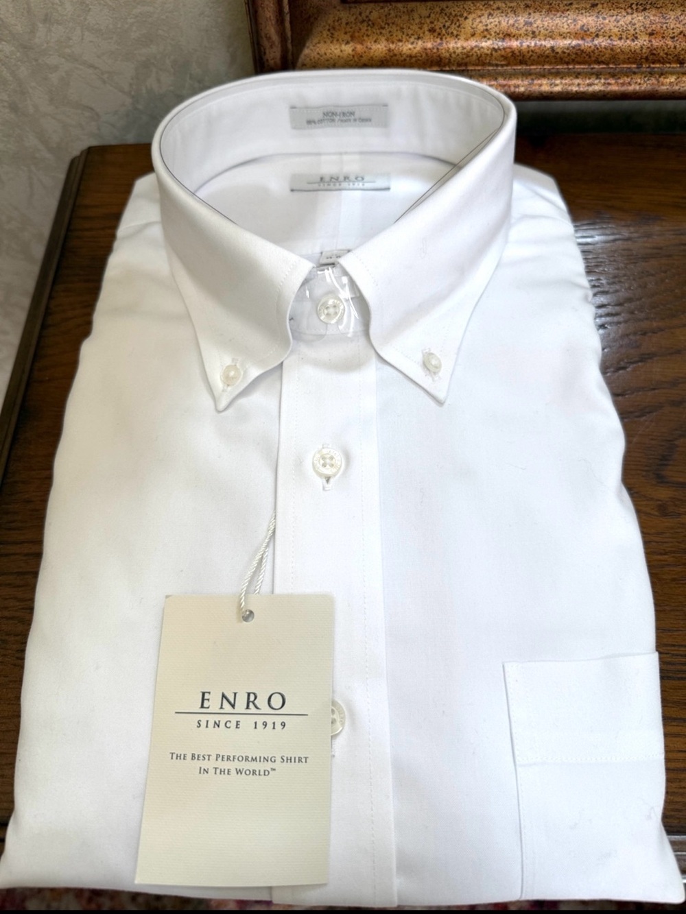 ENRO Men's White Button-Down Dress Shirt. Size 17 34/35.